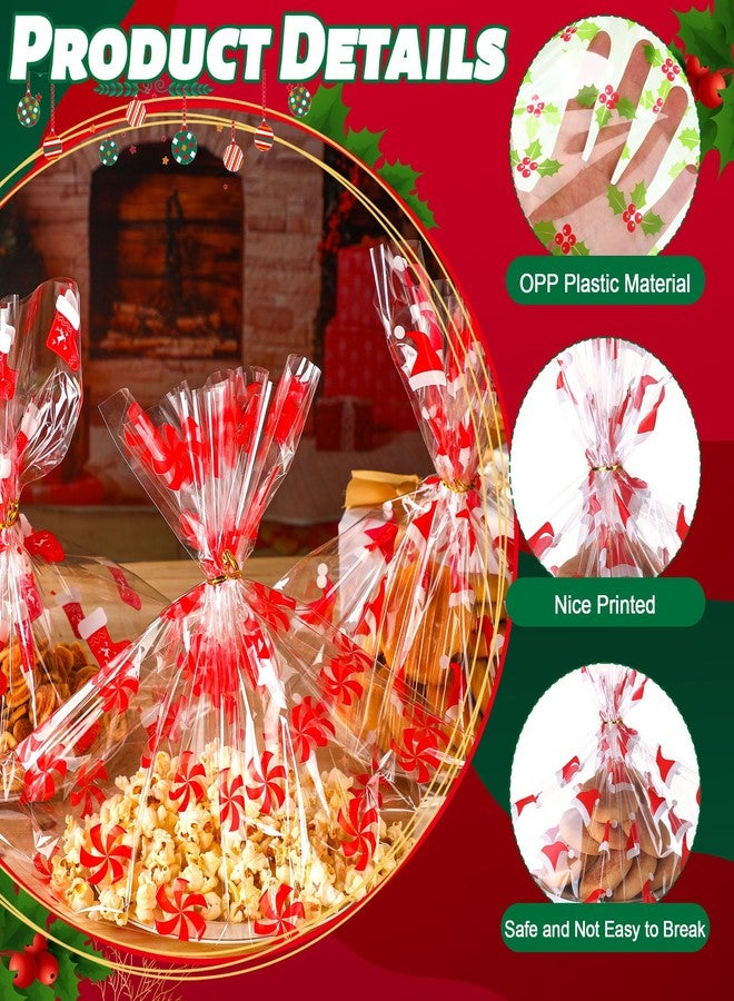 Yexiya 24 Pcs Christmas Cellophane Cookie Tray Bags 15" x 18" Clear Cello Serving Tray Bags with Twist Ties for Cookie, Treats, Gift Wrap or Display Winter Xmas Theme Party Supplies(8 Styles) - Image 3
